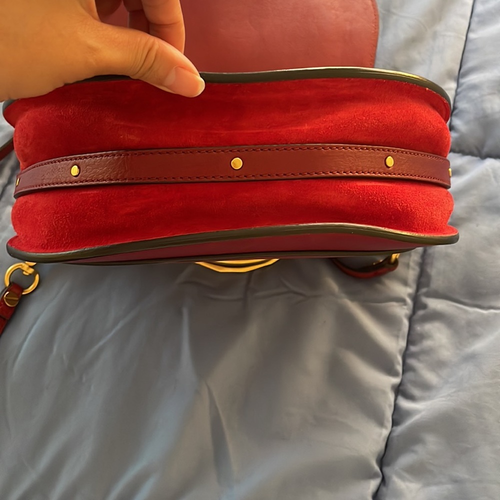 Chloe Calfskin Suede Medium Nile Bracelet Bag Intense Red - Picture 8 of 8